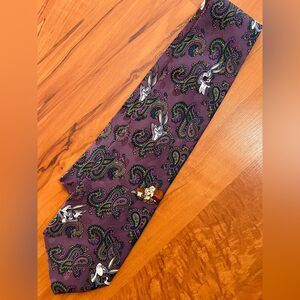 Looney Tunes Mania Warner Bros. Purple Paisley Looney Tunes Silk Tie Bugs Bunny
